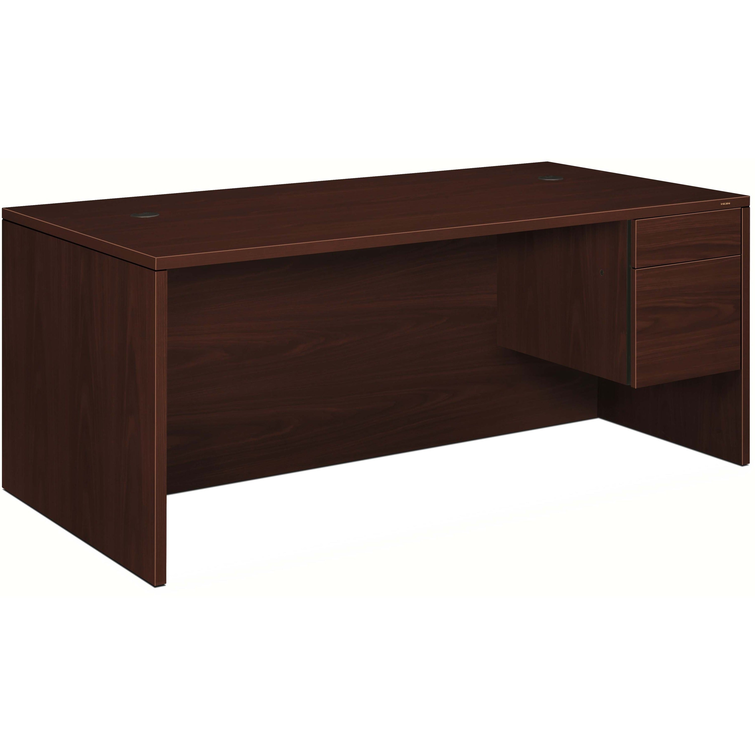 10500 Series "L" Workstation Right Pedestal Desk with 3/4 Height Pedestal, 72" x 36" x 29.5", Mahogany