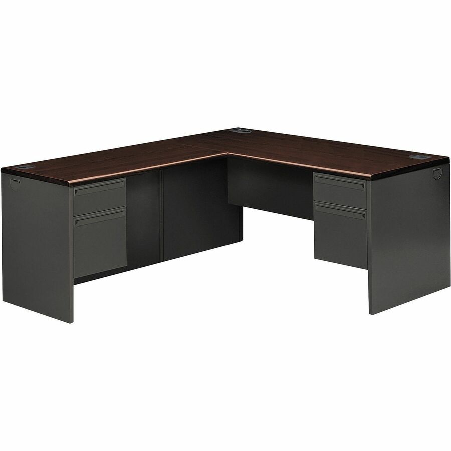 38000 Series Kneespace Credenza, 60w x 24d x 29.5h, Mahogany/Charcoal