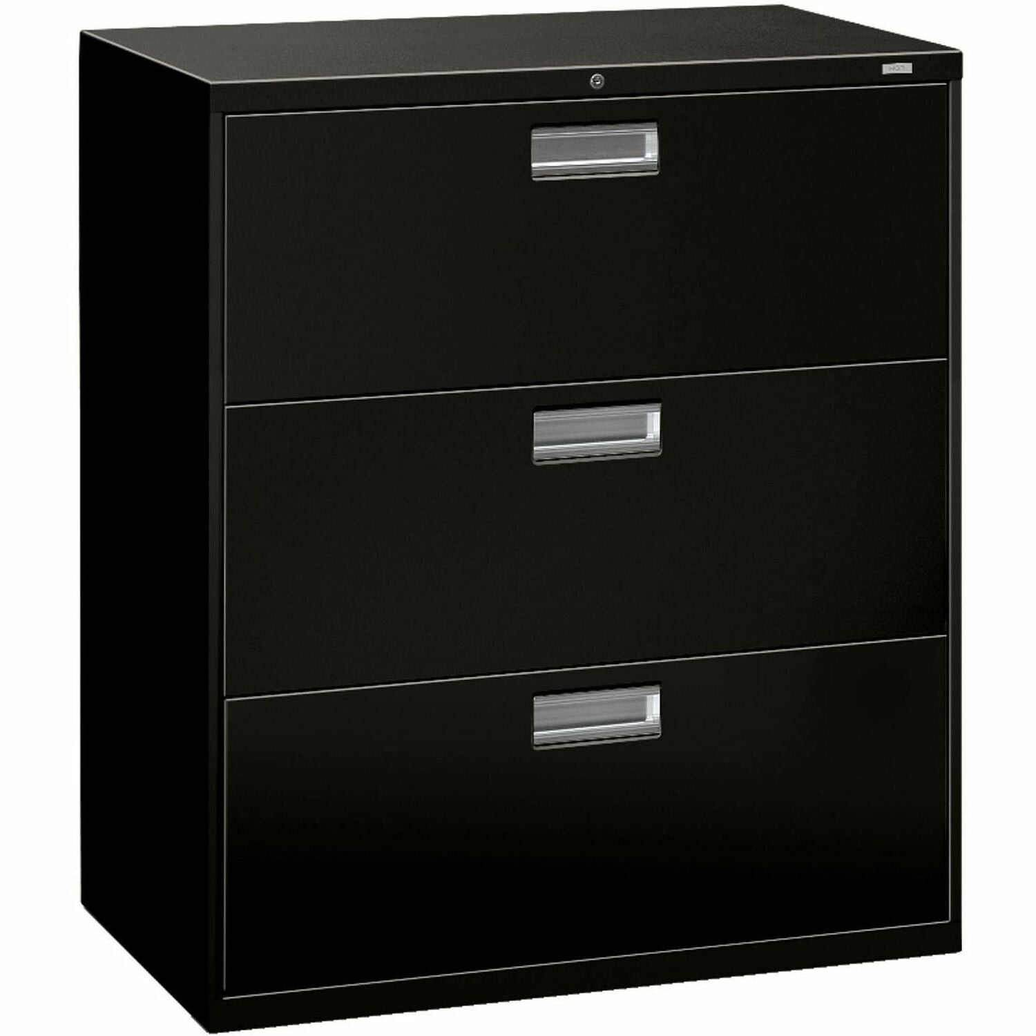 Brigade 600 Series Lateral File, 3 Legal/Letter-Size File Drawers, Black, 36" x 18" x 39.13