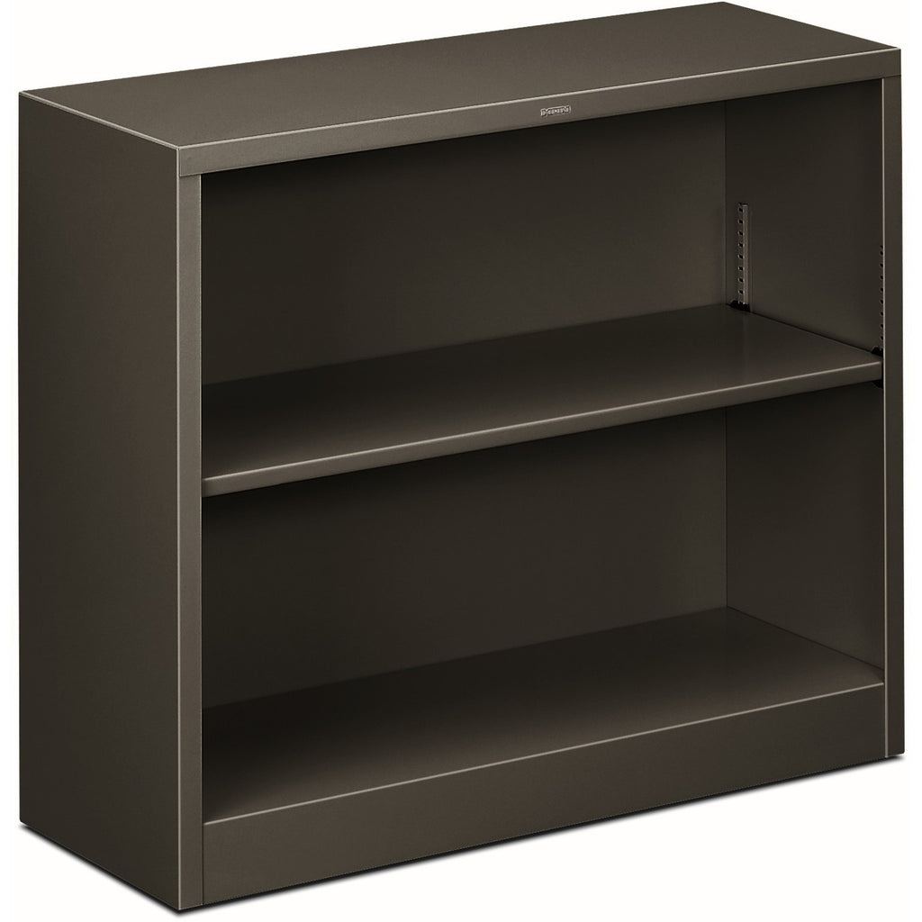 Metal Bookcase, Two-Shelf, 34.5w x 12.63d x 29h, Charcoal