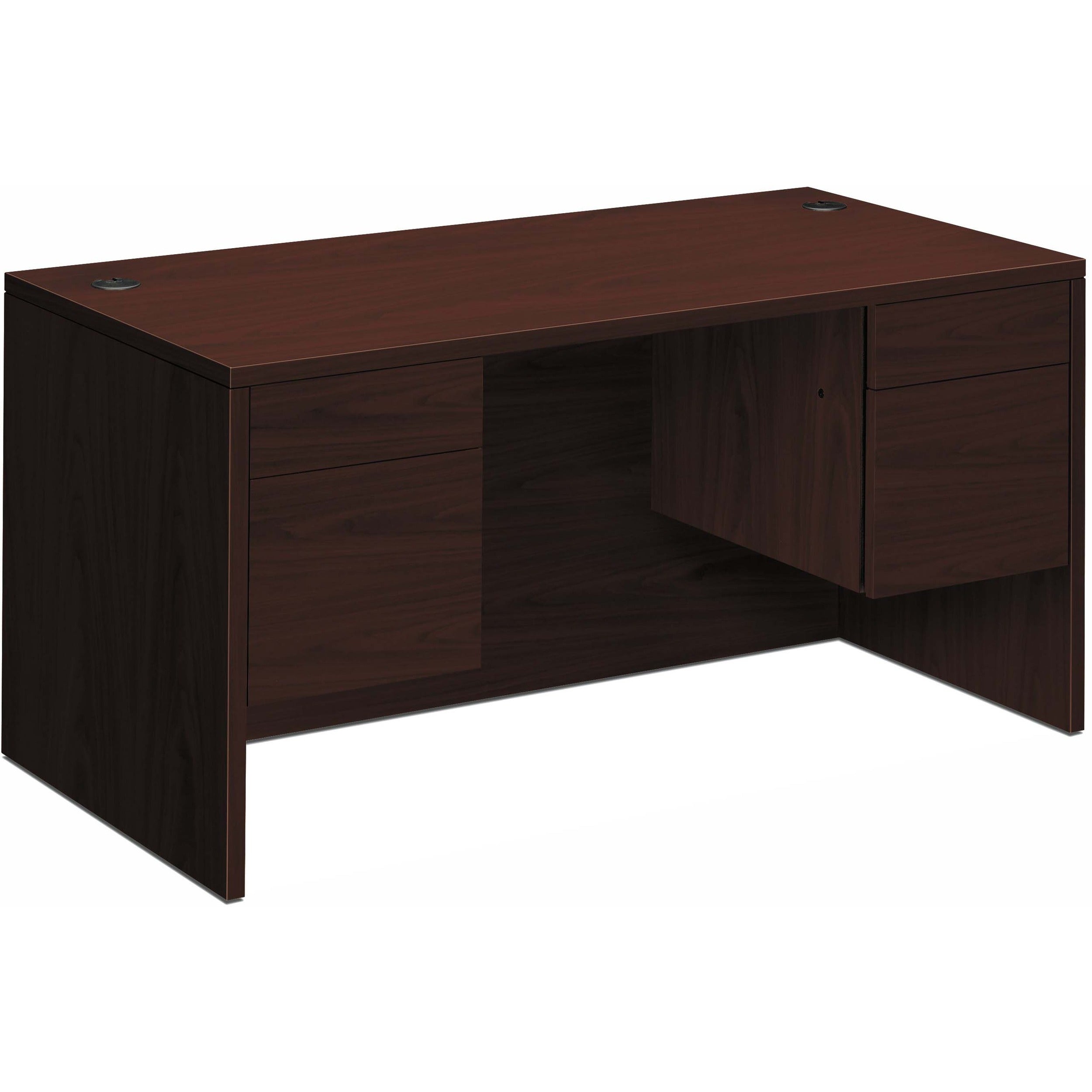 10500 Series Double 3/4-Height Pedestal Desk, Left and Right: Box/File, 60" x 30" x 29.5", Mahogany