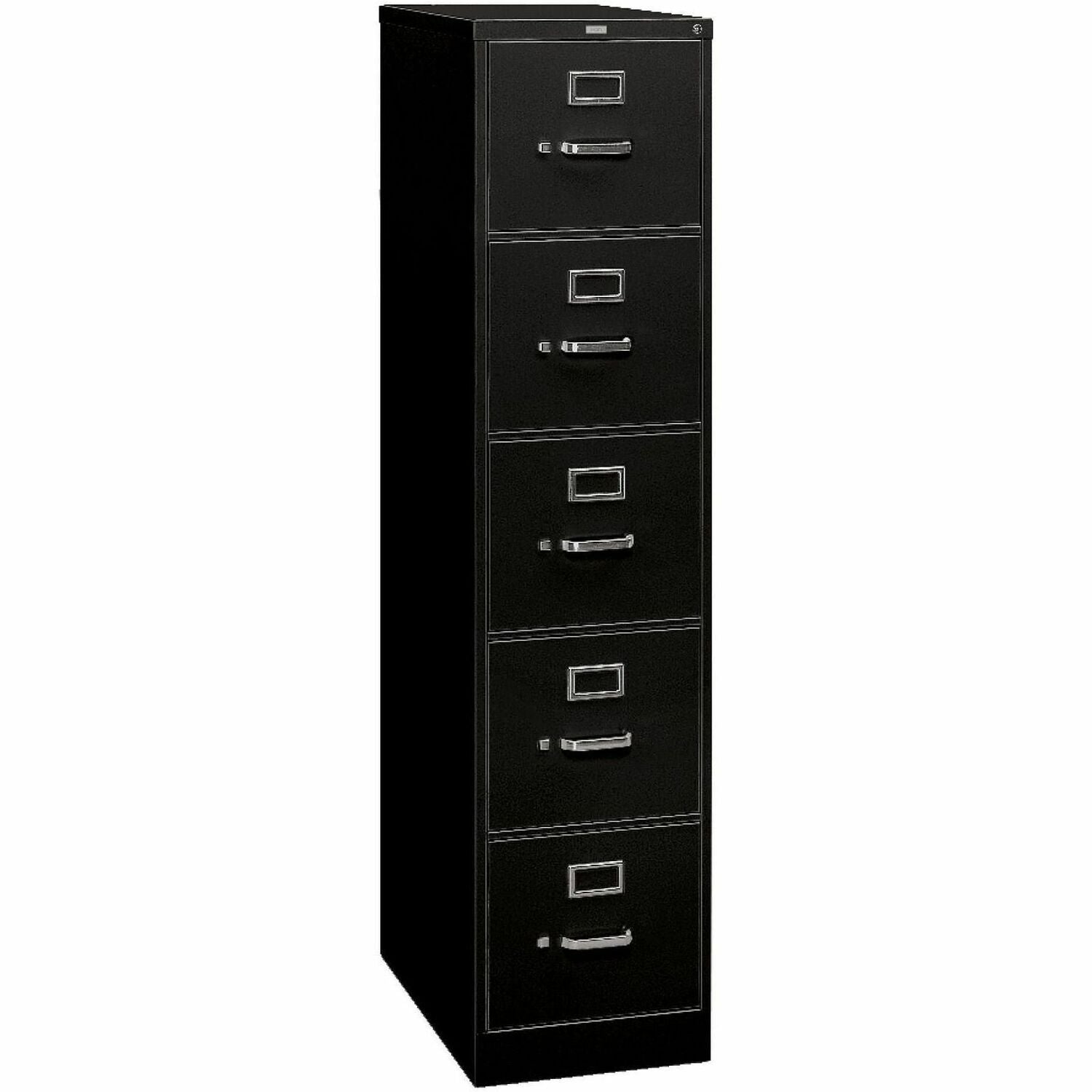310 Series Vertical File, 5 Letter-Size File Drawers, Black, 15" x 26.5" x 60