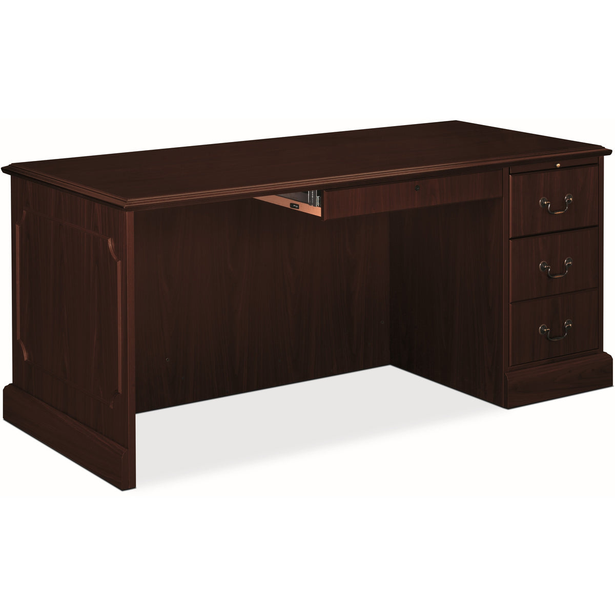 94000 Series "L" Workstation Desk for Return on Left, 66" x 30" x 29.5", Mahogany