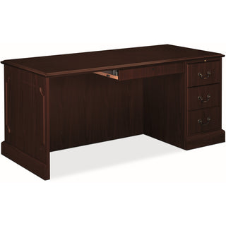 94000 Series "L" Workstation Desk for Return on Left, 66" x 30" x 29.5", Mahogany