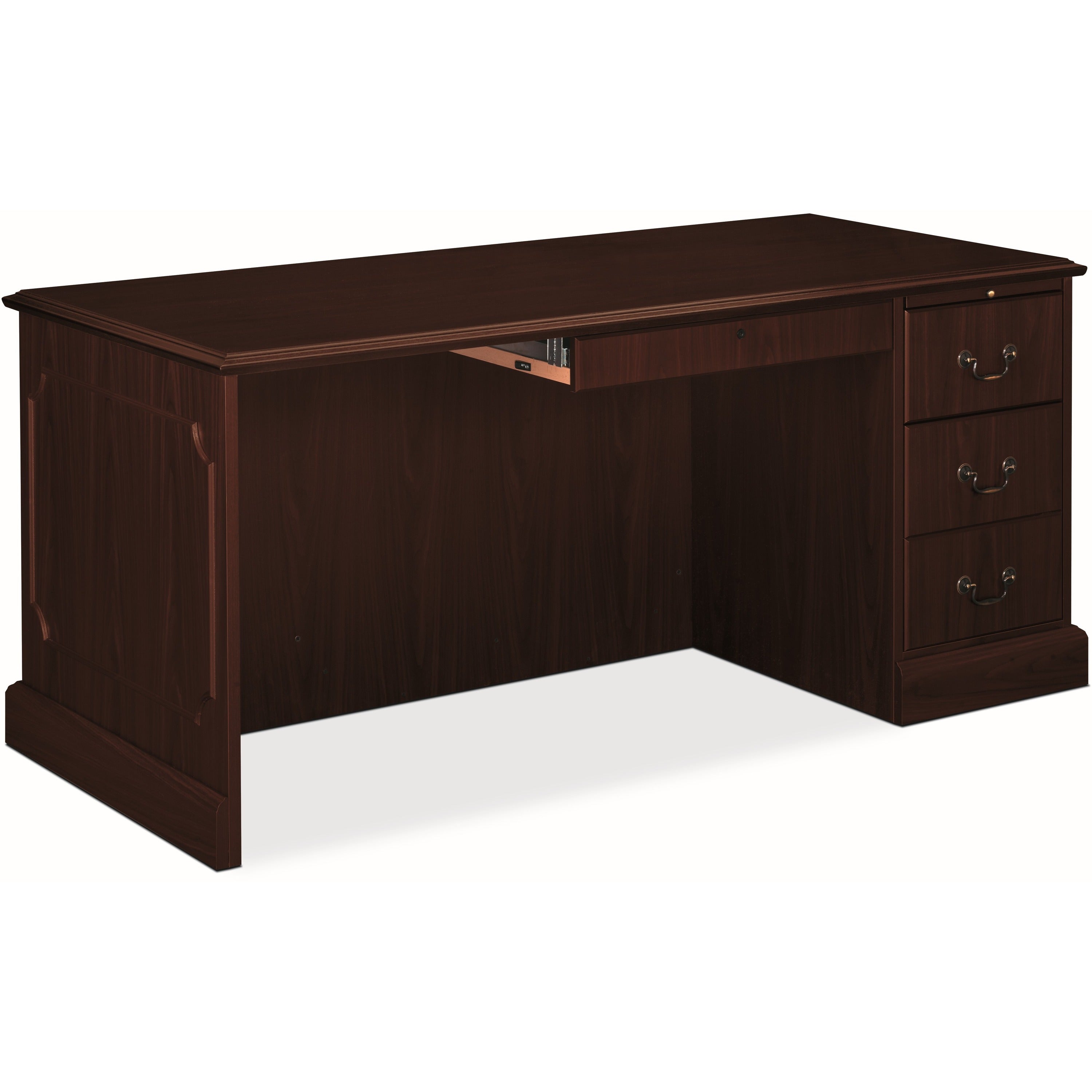 94000 Series "L" Workstation Desk for Return on Left, 66" x 30" x 29.5", Mahogany