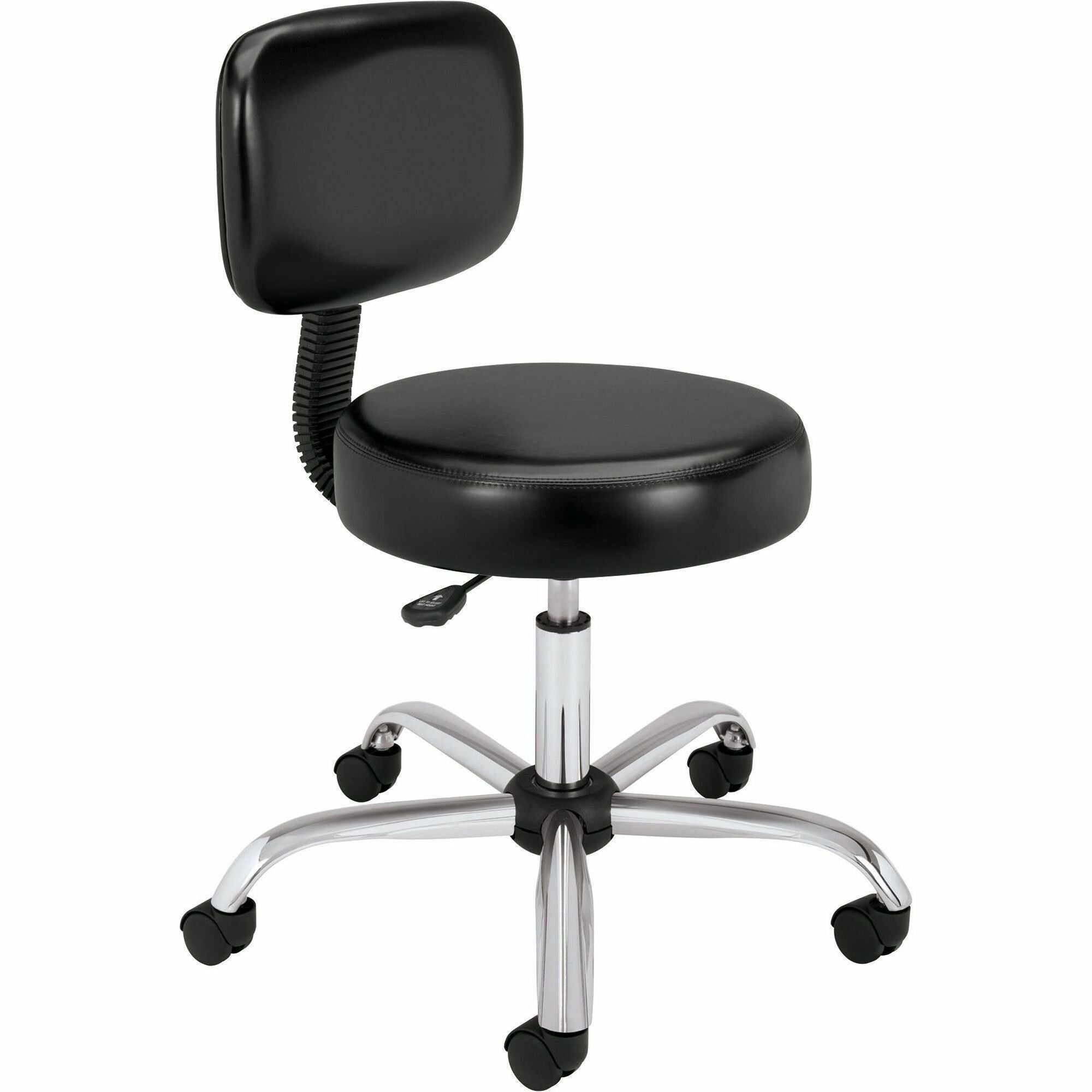 Adjustable Task/Lab Stool, Supports Up to 250 lb, 17.25" to 22" Seat Height, Black Seat/Back, Steel Base