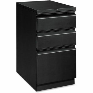 Brigade Mobile Pedestal with Pencil Tray Insert, Left or Right, 3-Drawers: Box/Box/File, Letter, Black, 15" x 19.88" x 28