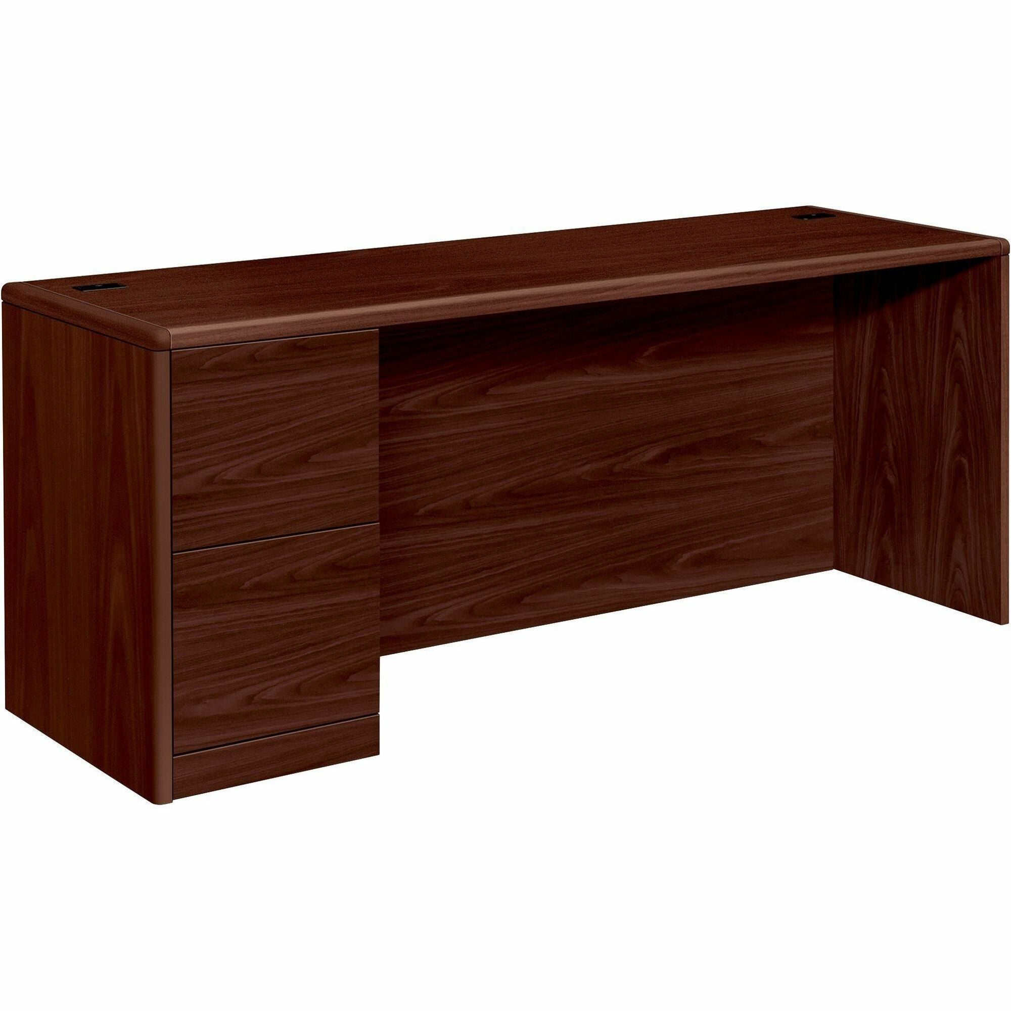 HON 10700 H10708L Pedestal Credenza - 72" x 24"29.5" - 2 x File Drawer(s)Left Side - Waterfall Edge - Finish: Mahogany - 
