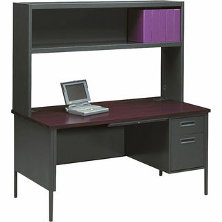 Metro Classic Series Right Pedestal "L" Workstation Desk, 66" x 30" x 29.5", Mahogany/Charcoal