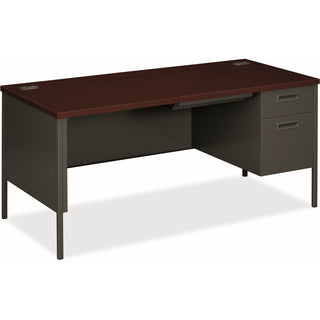 Metro Classic Series Right Pedestal "L" Workstation Desk, 66" x 30" x 29.5", Mahogany/Charcoal
