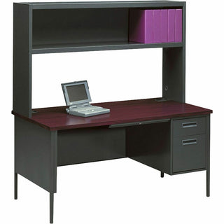 Metro Classic Series Right Pedestal "L" Workstation Desk, 66" x 30" x 29.5", Mahogany/Charcoal