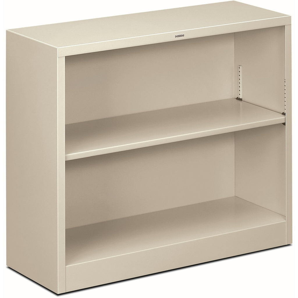 Metal Bookcase, Two-Shelf, 34.5w x 12.63d x 29h, Light Gray