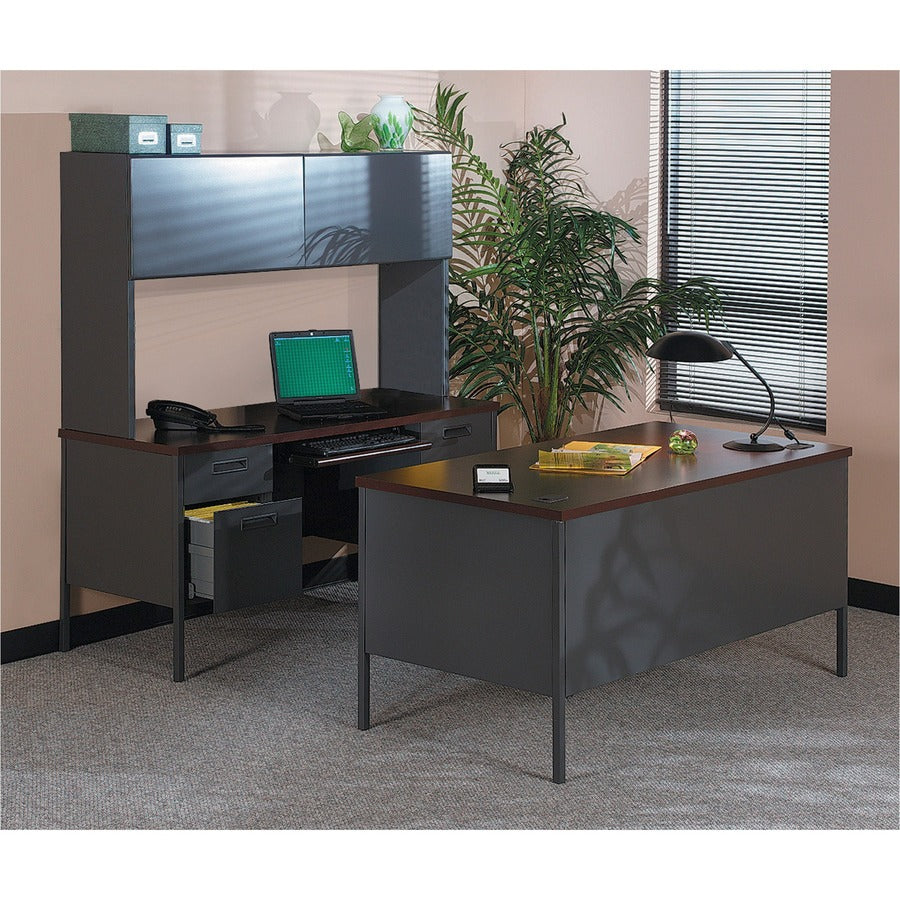 Metro Classic Series Right Pedestal Desk, 48" x 30" x 29.5", Mahogany/Charcoal