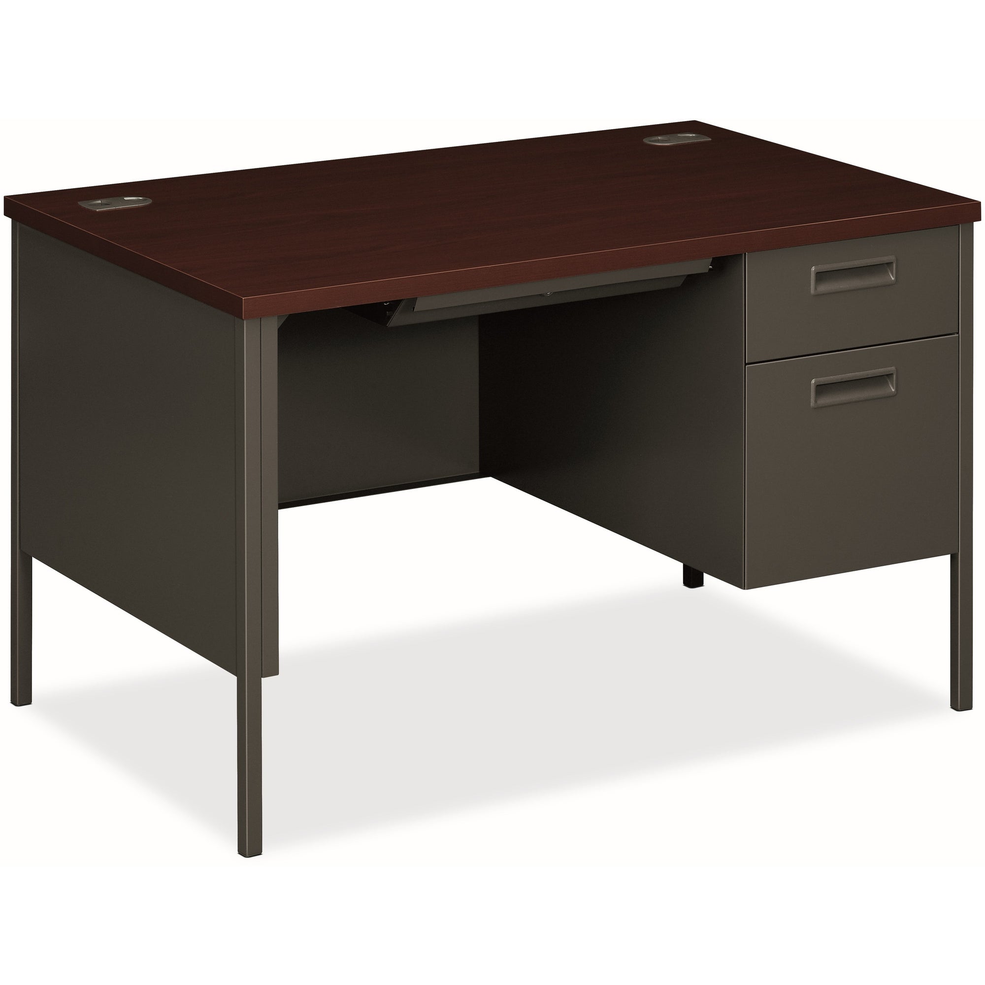 Metro Classic Series Right Pedestal Desk, 48" x 30" x 29.5", Mahogany/Charcoal