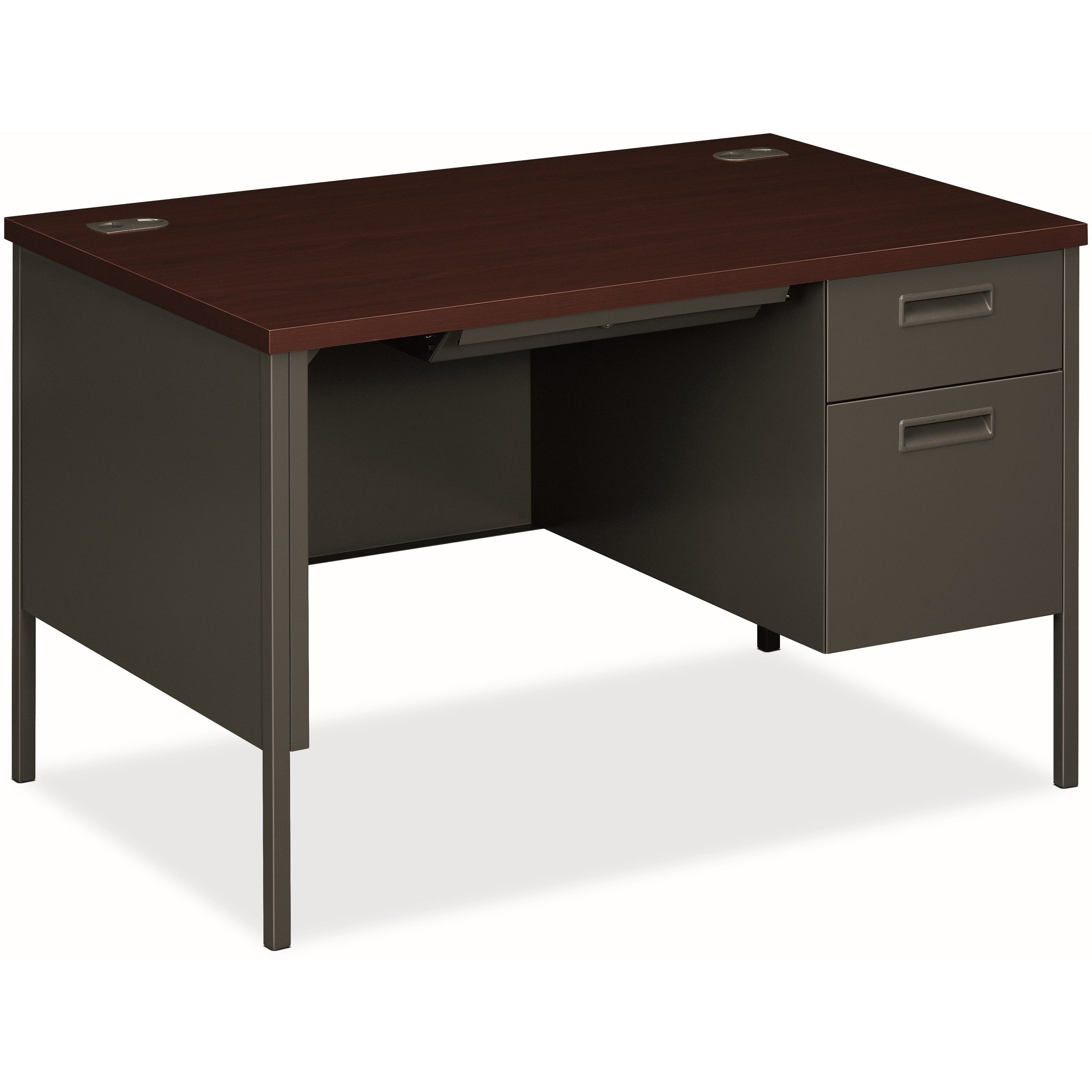 Metro Classic Series Right Pedestal Desk, 48" x 30" x 29.5", Mahogany/Charcoal