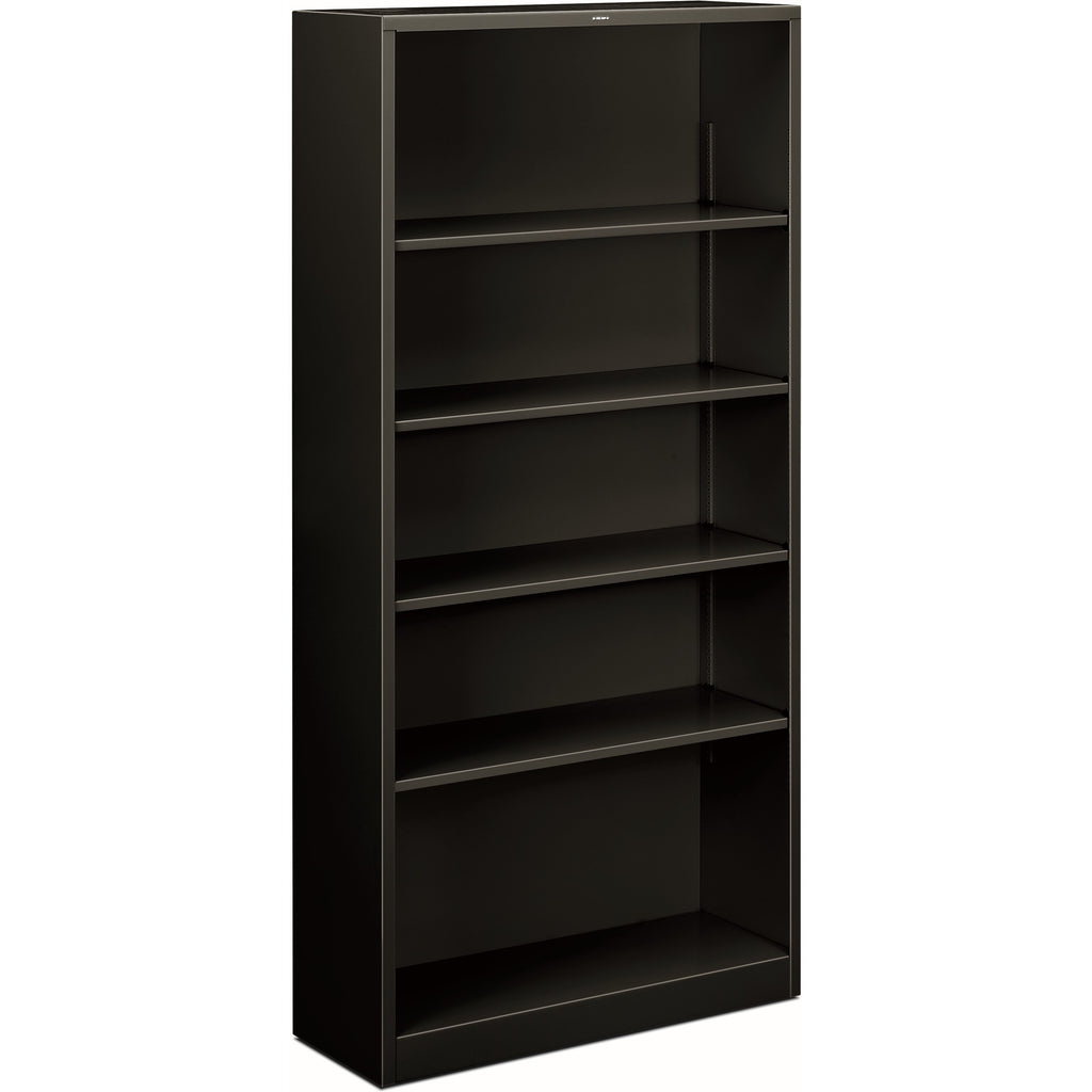 Metal Bookcase, Five-Shelf, 34.5w x 12.63w x 71h, Black