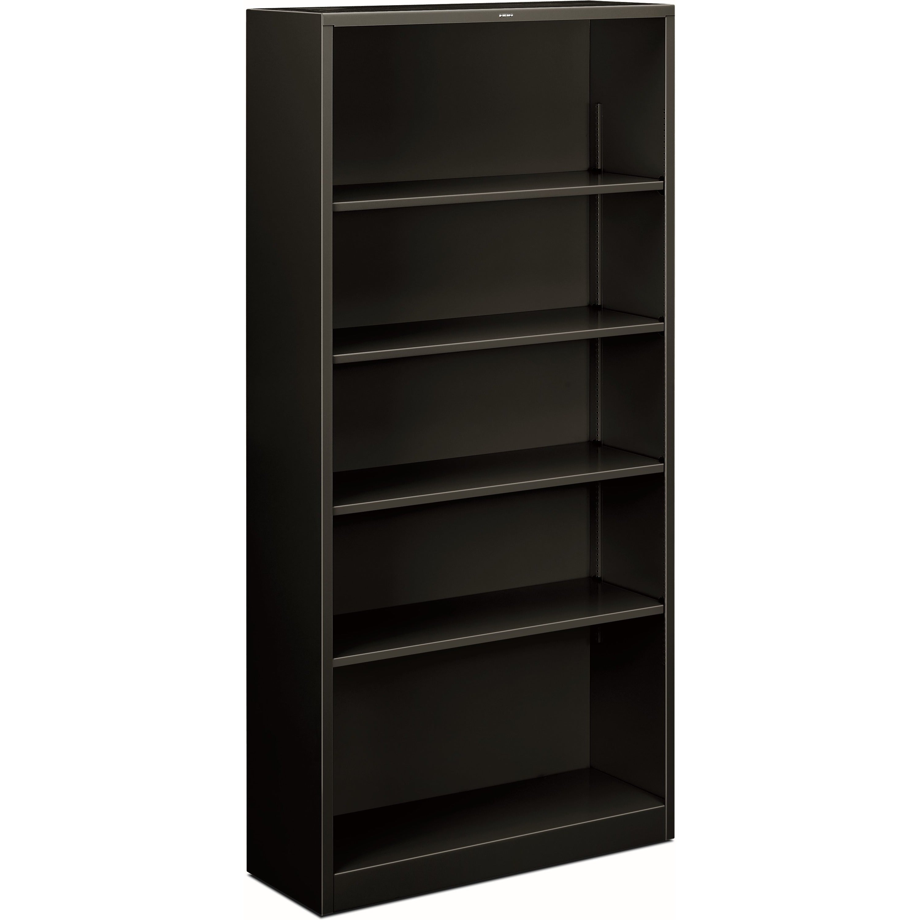 Metal Bookcase, Five-Shelf, 34.5w x 12.63w x 71h, Black