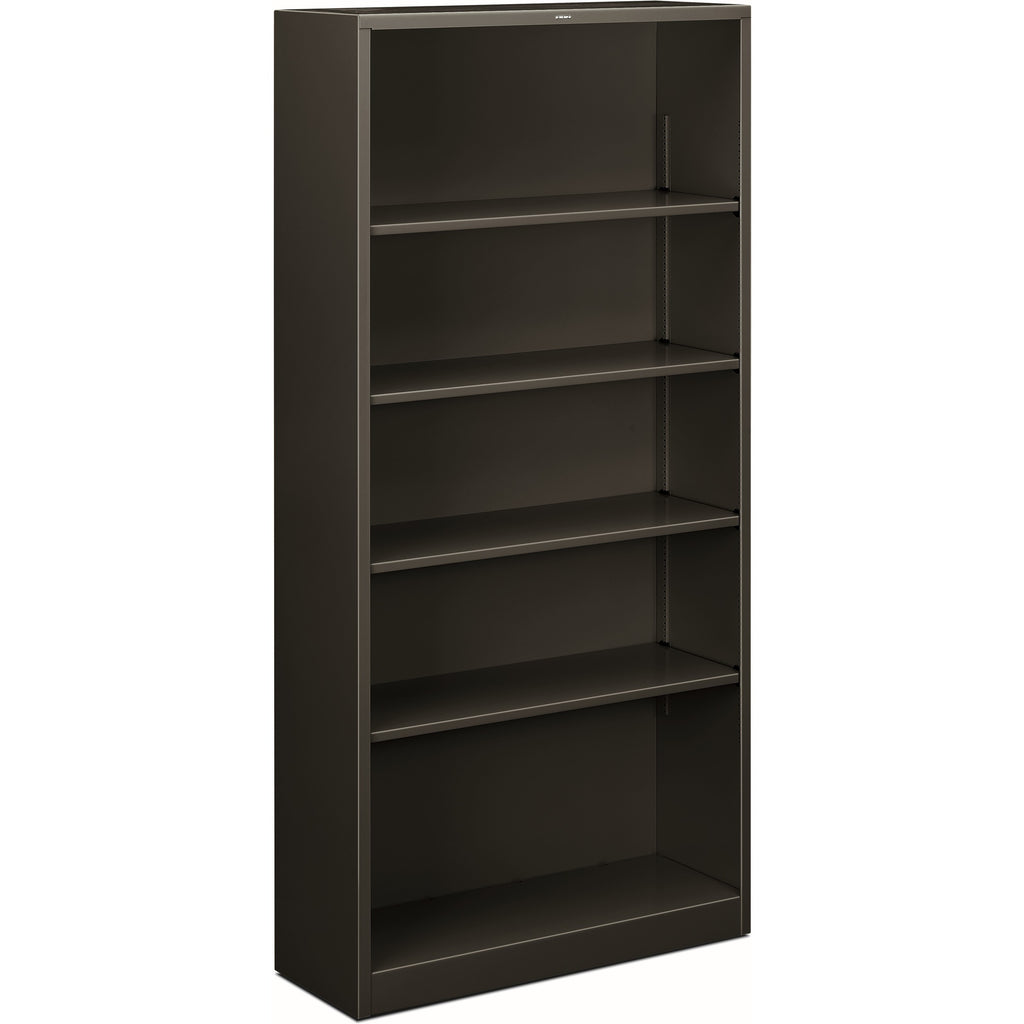 Metal Bookcase, Five-Shelf, 34.5w x 12.63d x 71h, Charcoal