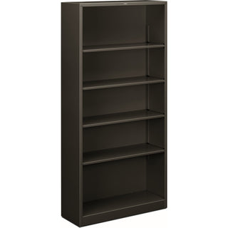 Metal Bookcase, Five-Shelf, 34.5w x 12.63d x 71h, Charcoal