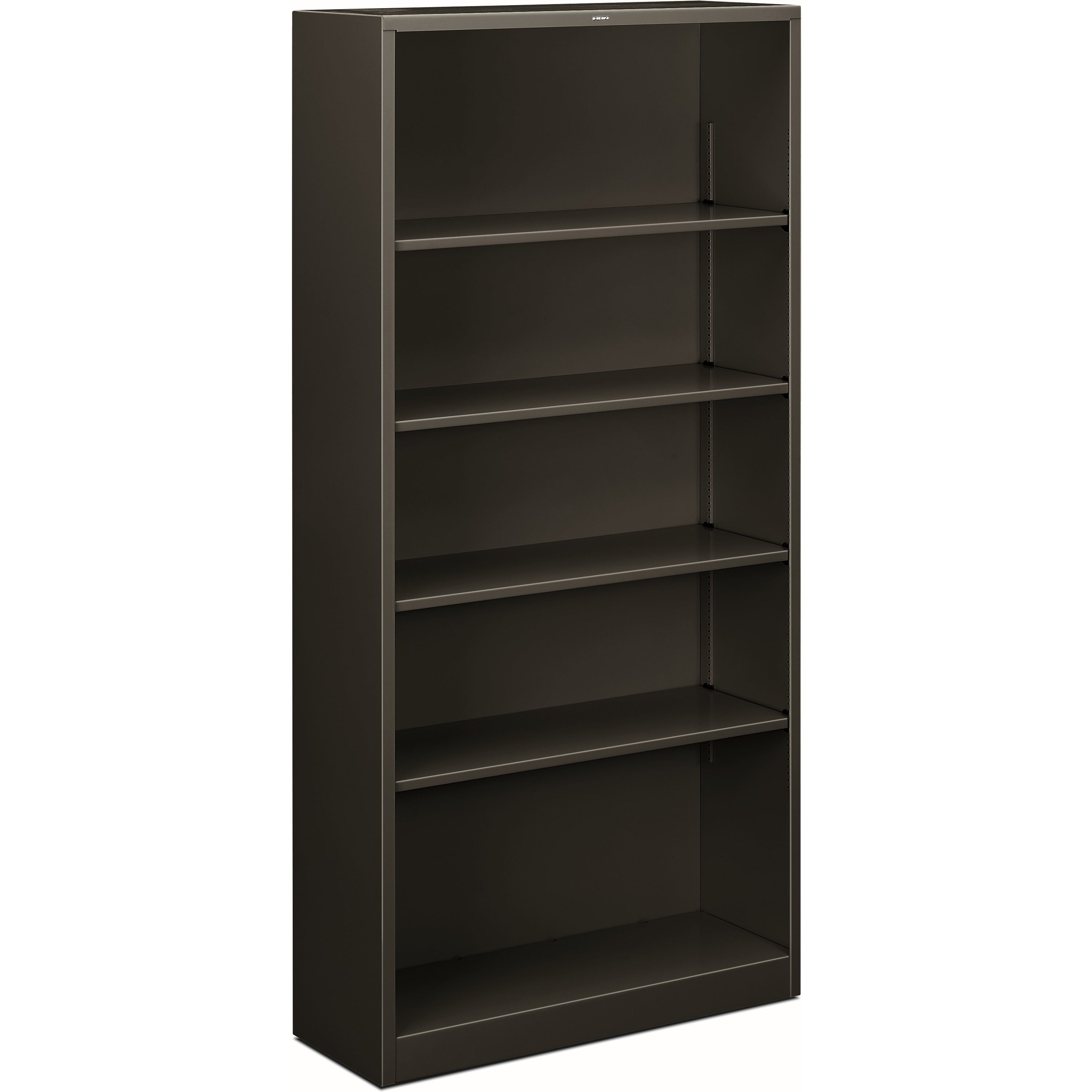 Metal Bookcase, Five-Shelf, 34.5w x 12.63d x 71h, Charcoal