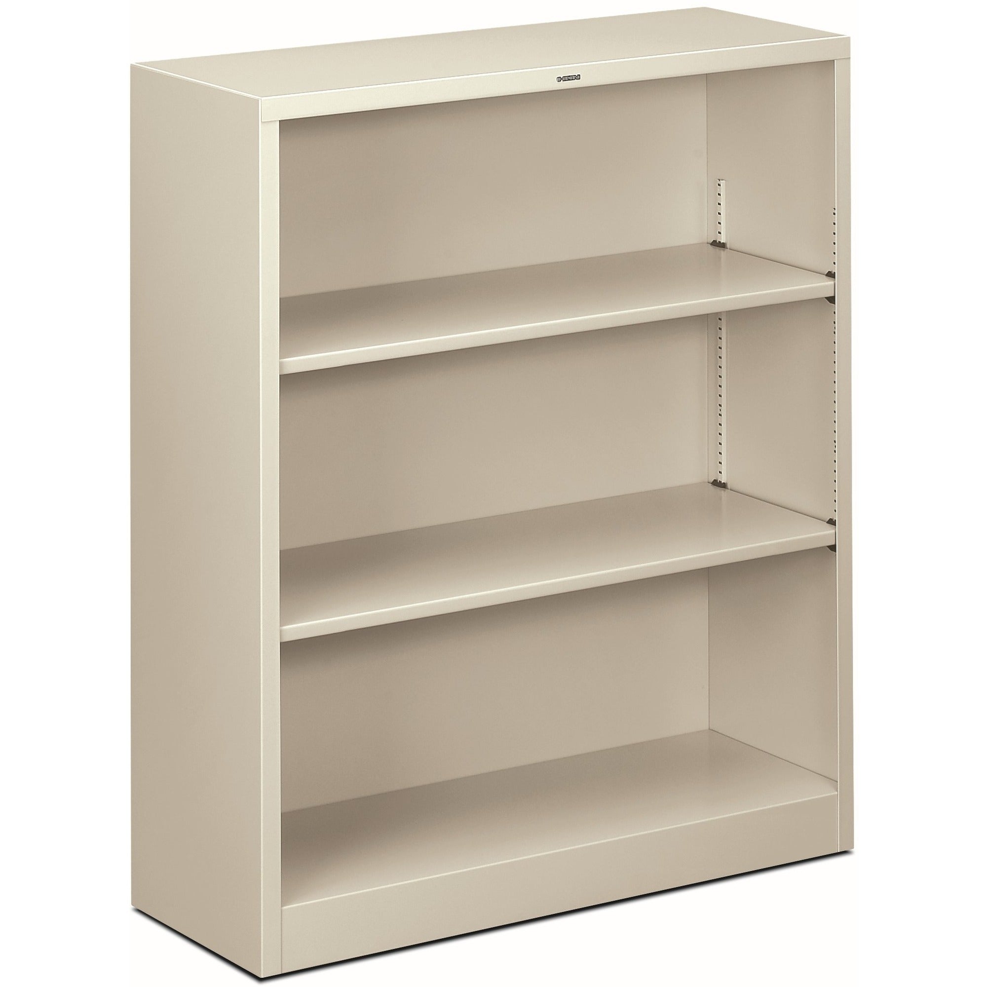 Metal Bookcase, Three-Shelf, 34.5w x 12.63d x 41h, Light Gray