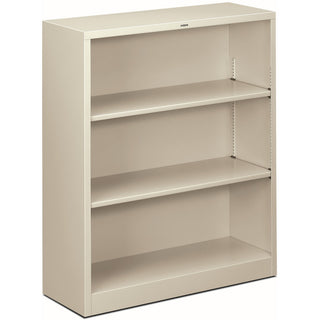 Metal Bookcase, Three-Shelf, 34.5w x 12.63d x 41h, Light Gray