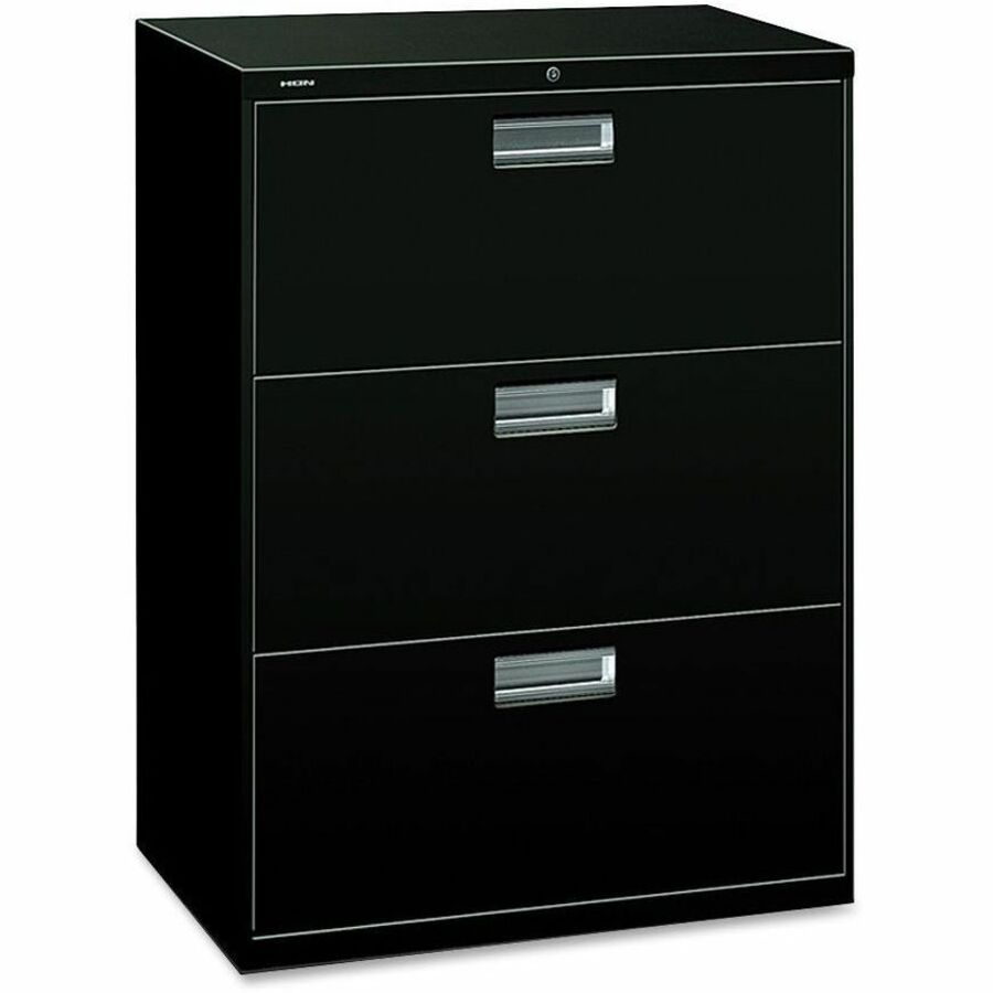 Brigade 600 Series Lateral File, 3 Legal/Letter-Size File Drawers, Black, 30" x 18" x 39.13