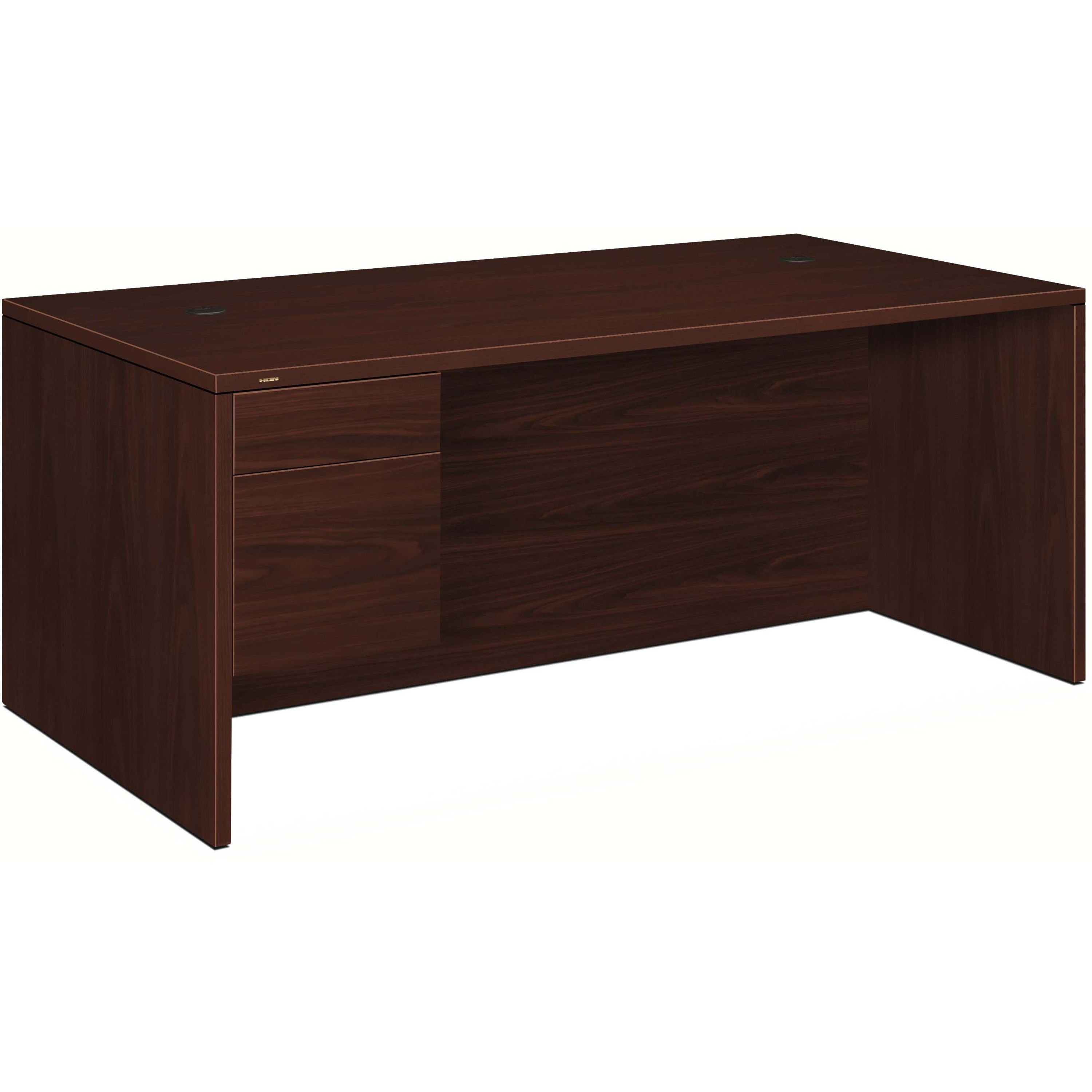 10500 Series "L" Workstation Single Pedestal Desk with 3/4 Height Pedestal, 72" x 36" x 29.5", Mahogany