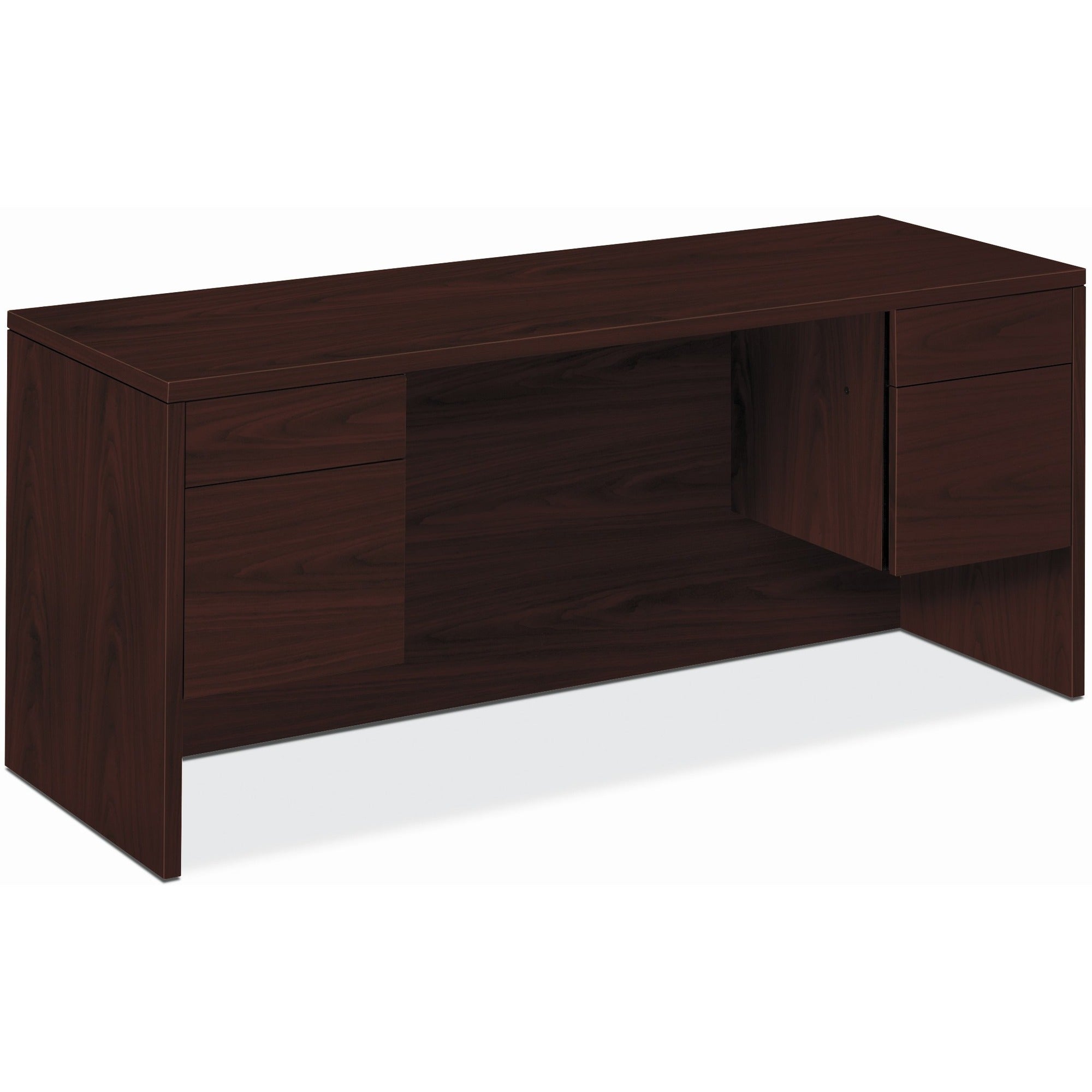 10500 Series Kneespace Credenza With 3/4-Height Pedestals, 60w x 24d x 29.5h, Mahogany