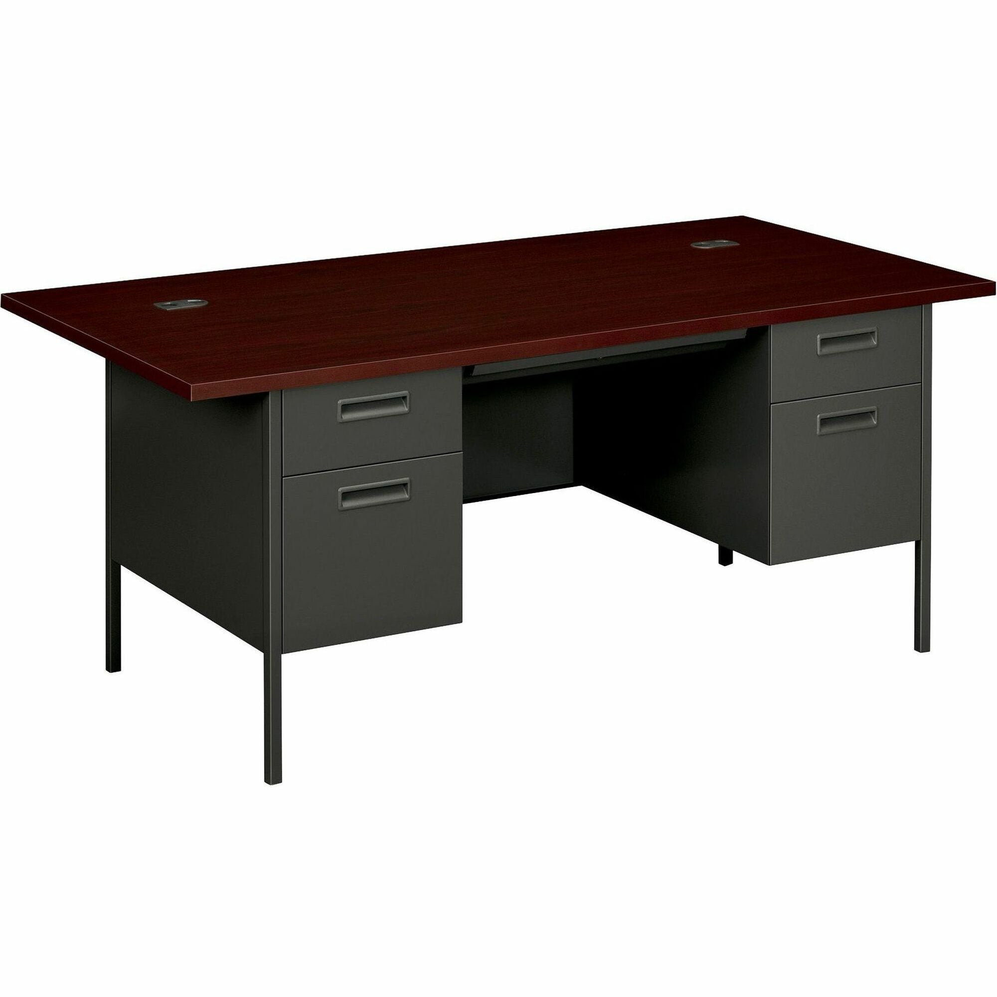 HON Metro Classic HP3276 Pedestal Desk - 72" x 36"29.5" - 5 x Box, File Drawer(s) - Double Pedestal - Square Edge - Finish: Charcoal - 