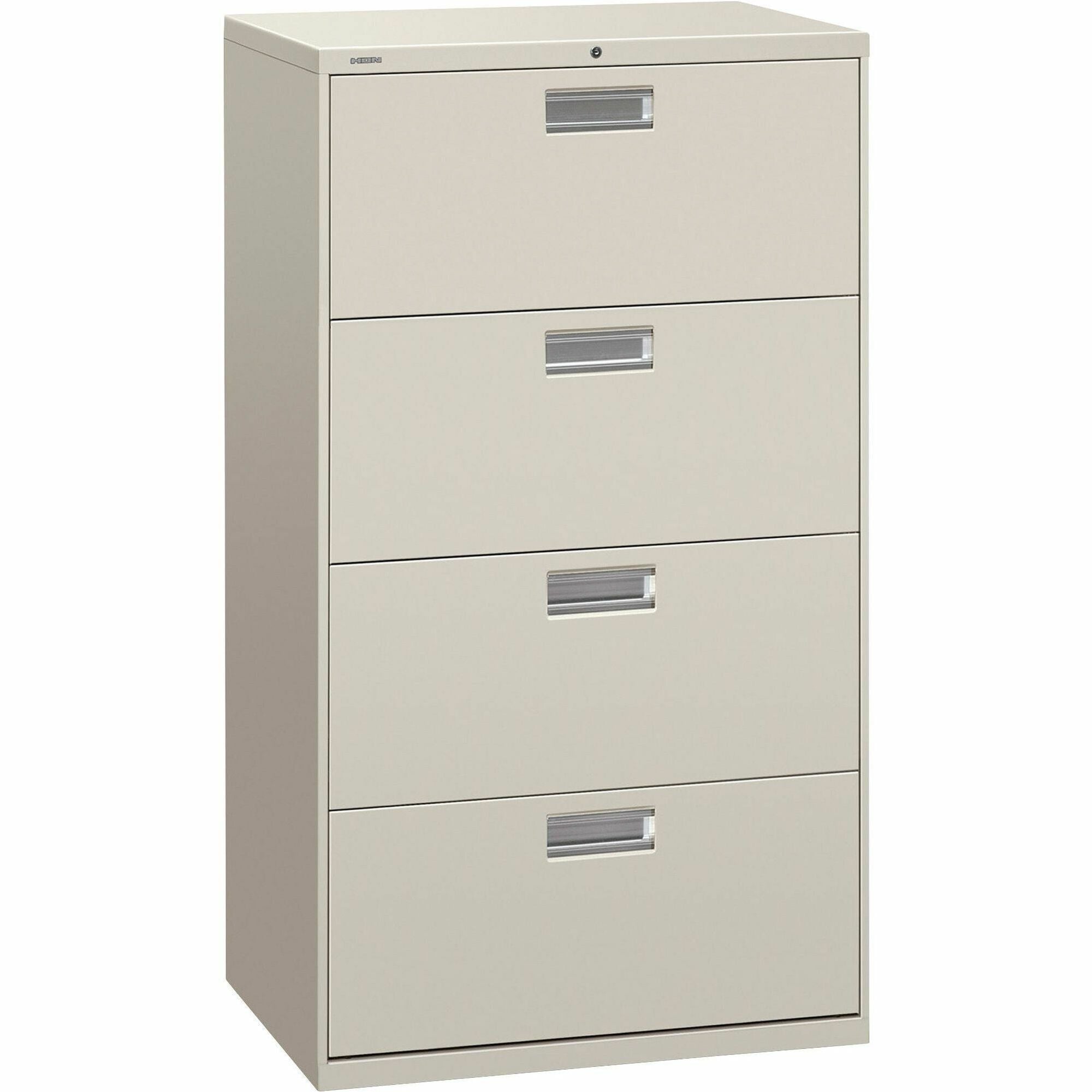 HON Brigade 600 H674 Lateral File - 30" x 18"53.3" - 4 Drawer(s) - Finish: Light Gray - 