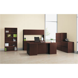 HON 10700 H10799 Pedestal Desk - 72" x 36"29.5" - 5 x Box, File Drawer(s) - Double Pedestal - Waterfall Edge - Finish: Mahogany - 