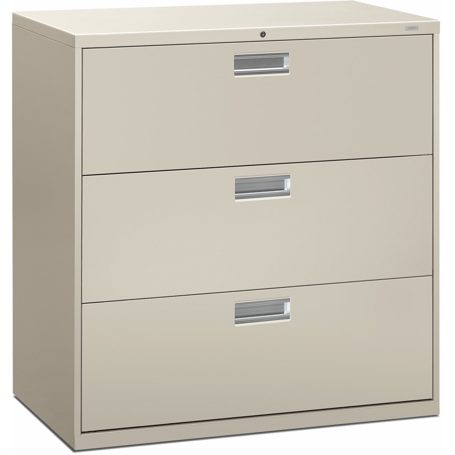 Brigade 600 Series Lateral File, 3 Legal/Letter-Size File Drawers, Light Gray, 42" x 18" x 39.13