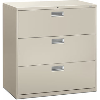 Brigade 600 Series Lateral File, 3 Legal/Letter-Size File Drawers, Light Gray, 42" x 18" x 39.13