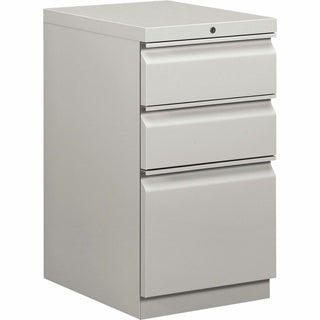 Brigade Mobile Pedestal with Pencil Tray Insert, Left/Right, 3-Drawers: Box/Box/File, Letter, Light Gray, 15" x 19.88" x 28