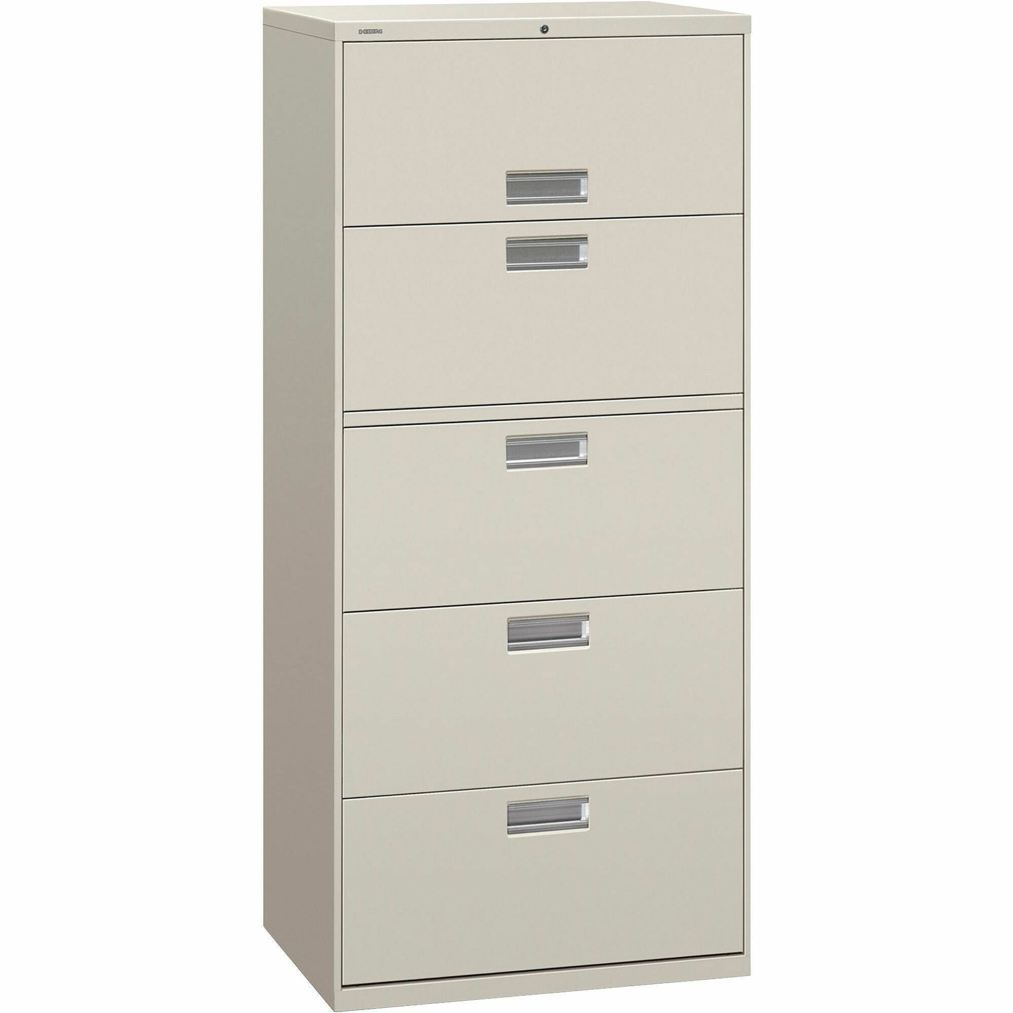 HON Brigade 600 H675 Lateral File - 30" x 18"67" - 5 Drawer(s) - Finish: Light Gray - 