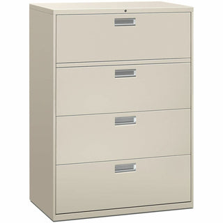 Brigade 600 Series Lateral File, 4 Legal/Letter-Size File Drawers, Light Gray, 42" x 18" x 52.5