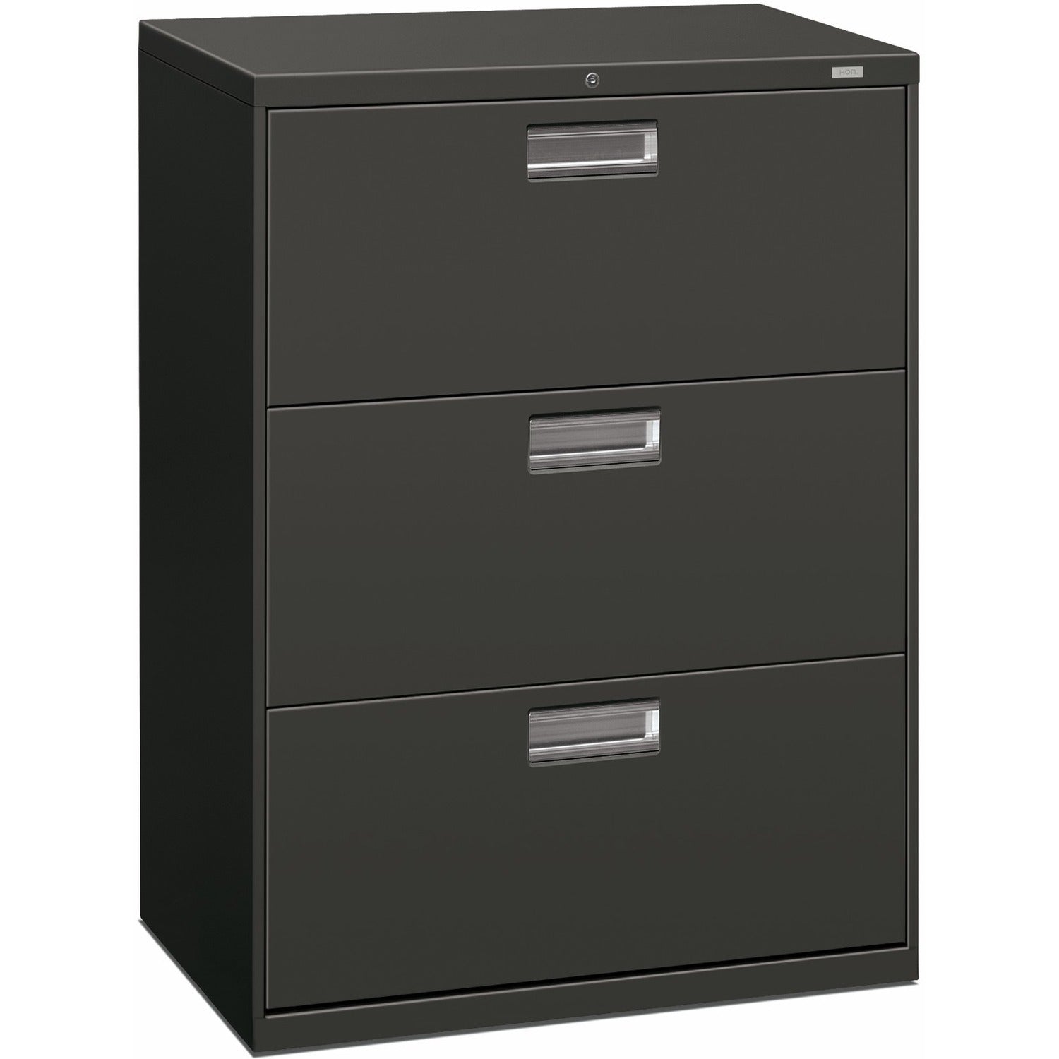 Brigade 600 Series Lateral File, 3 Legal/Letter-Size File Drawers, Charcoal, 30" x 18" x 39.13