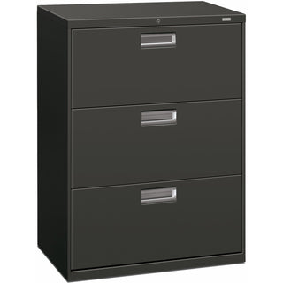 Brigade 600 Series Lateral File, 3 Legal/Letter-Size File Drawers, Charcoal, 30" x 18" x 39.13