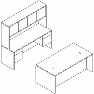 10500 Series Double 3/4-Height Pedestal Desk, Left and Right: Box/File, 72" x 36" x 29.5", Mahogany