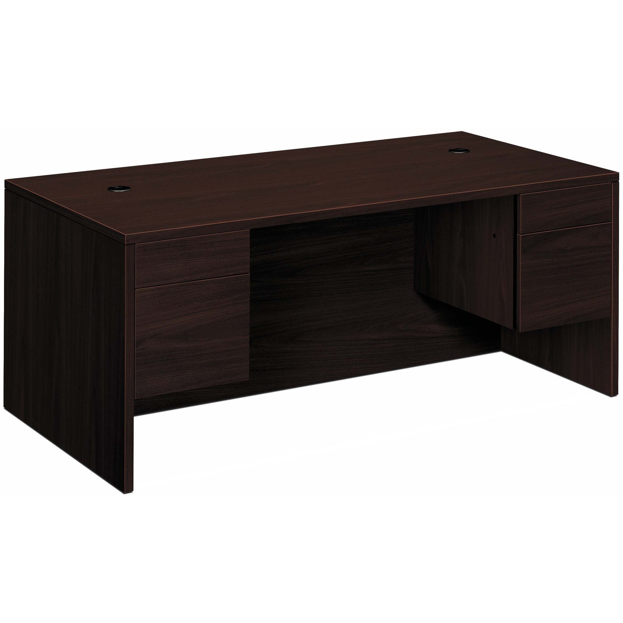 10500 Series Double 3/4-Height Pedestal Desk, Left and Right: Box/File, 72" x 36" x 29.5", Mahogany