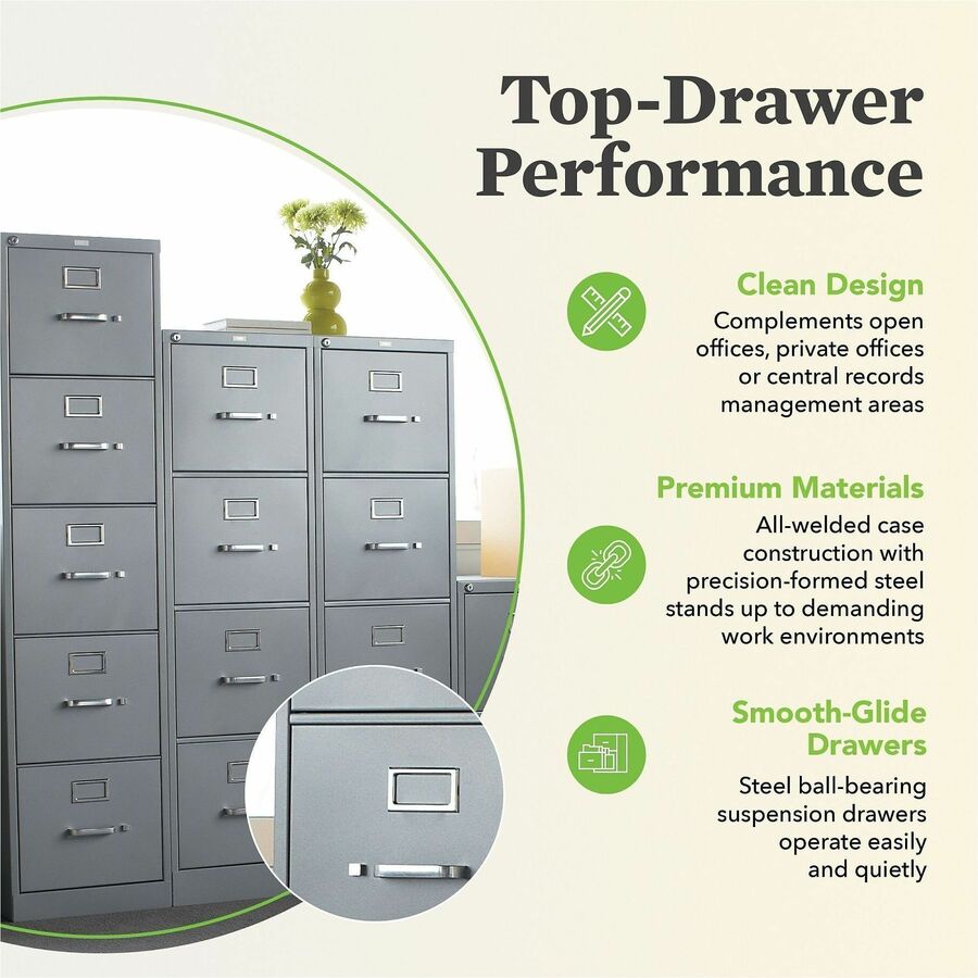 310 Series Vertical File, 5 Letter-Size File Drawers, Putty, 15" x 26.5" x 60