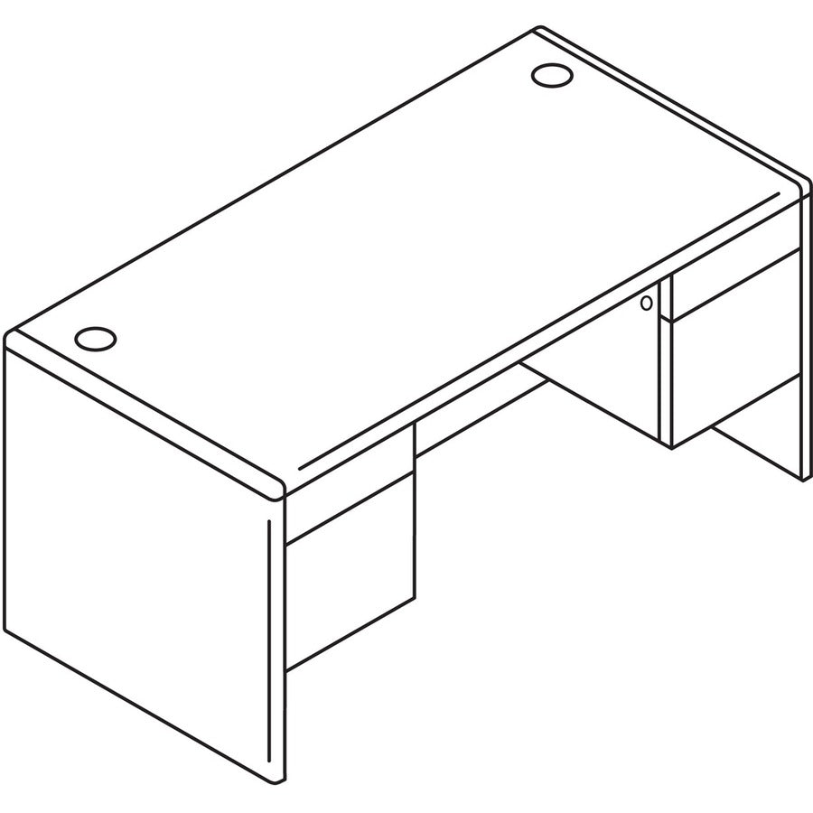 10700 Series Double Pedestal Desk with Three-Quarter Height Pedestals, 60" x 30" x 29.5", Mahogany - 2