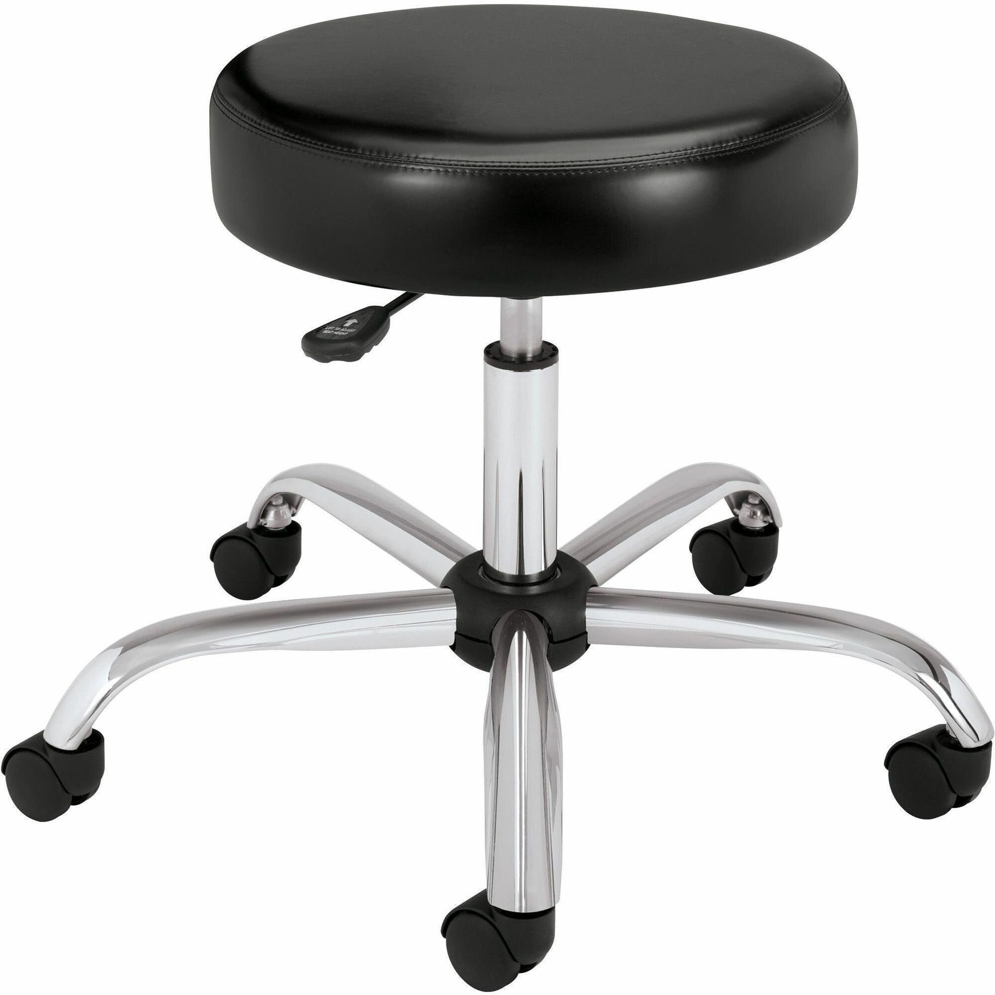 Adjustable Task/Lab Stool, Backless, Supports Up to 250 lb, 17.25" to 22" Seat Height, Black Seat, Steel Base