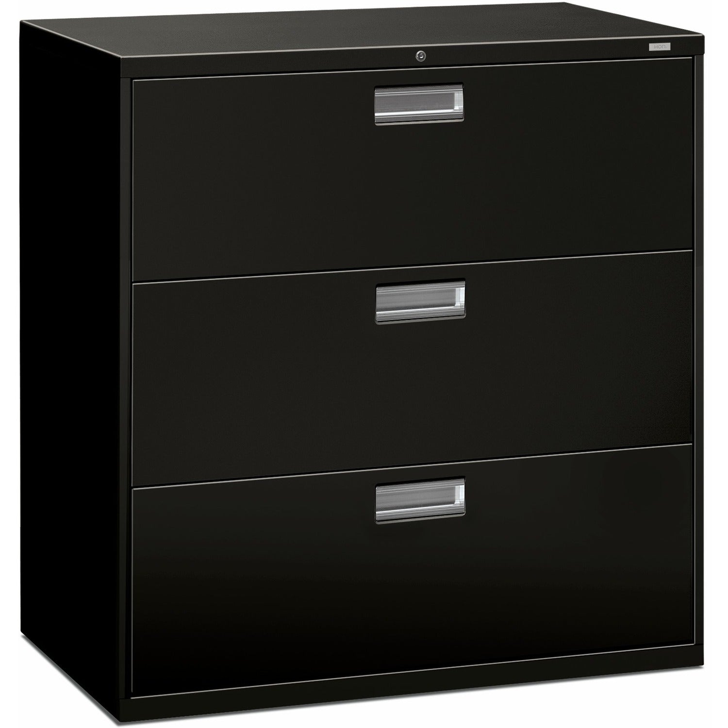 Brigade 600 Series Lateral File, 3 Legal/Letter-Size File Drawers, Black, 42" x 18" x 39.13