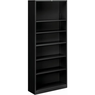 Metal Bookcase, Six-Shelf, 34.5w x 12.63d x 81.13h, Black