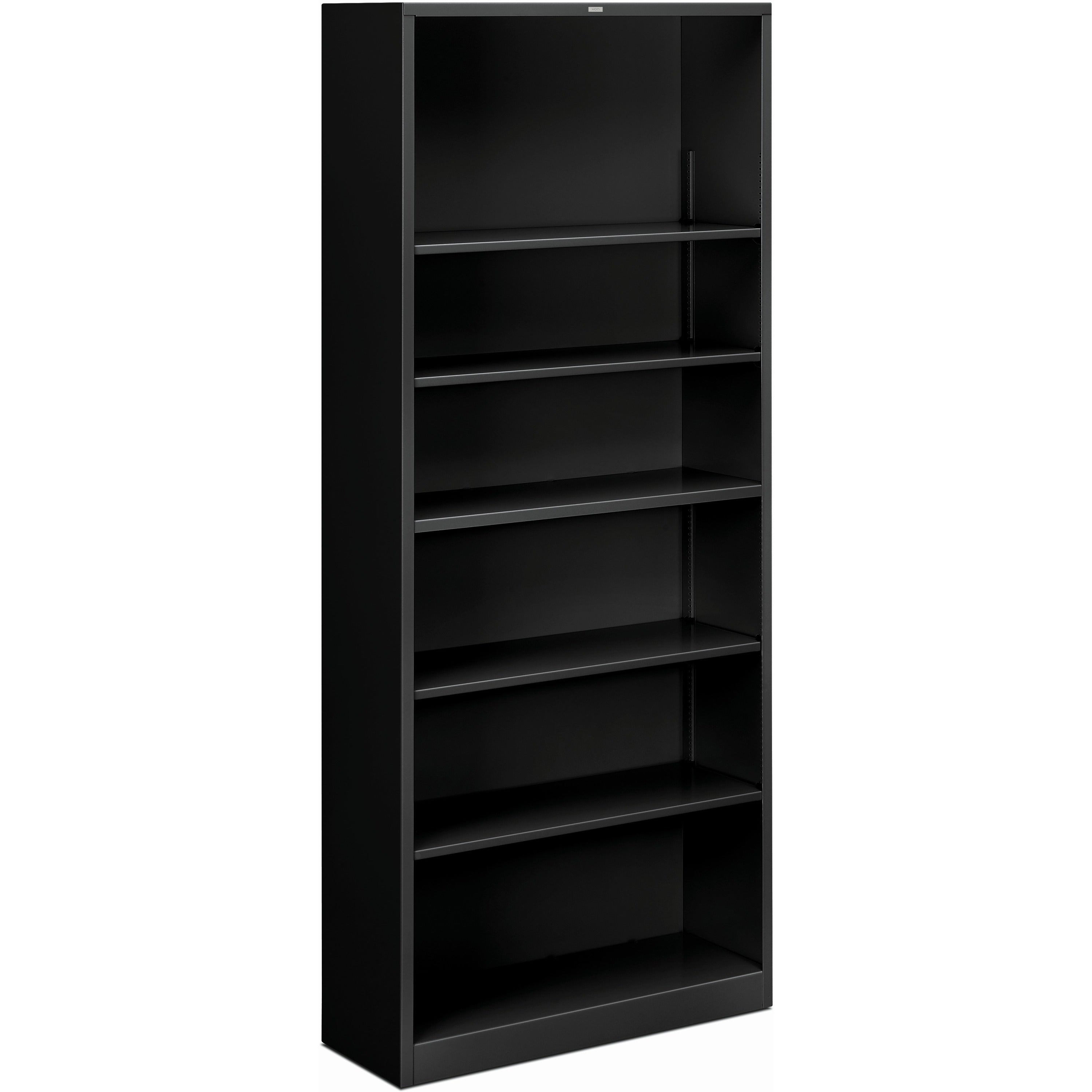Metal Bookcase, Six-Shelf, 34.5w x 12.63d x 81.13h, Black