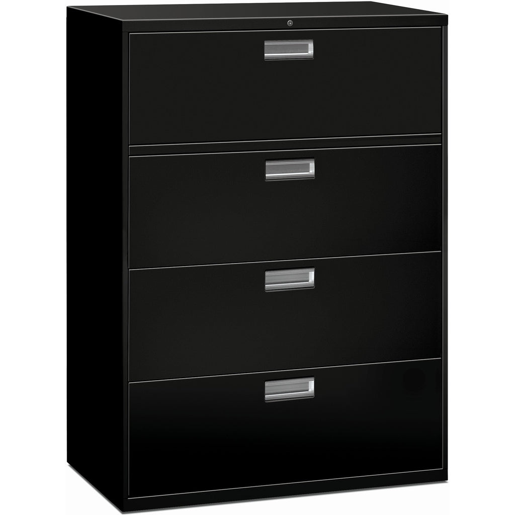 Brigade 600 Series Lateral File, 4 Legal/Letter-Size File Drawers, Black, 42" x 18" x 52.5