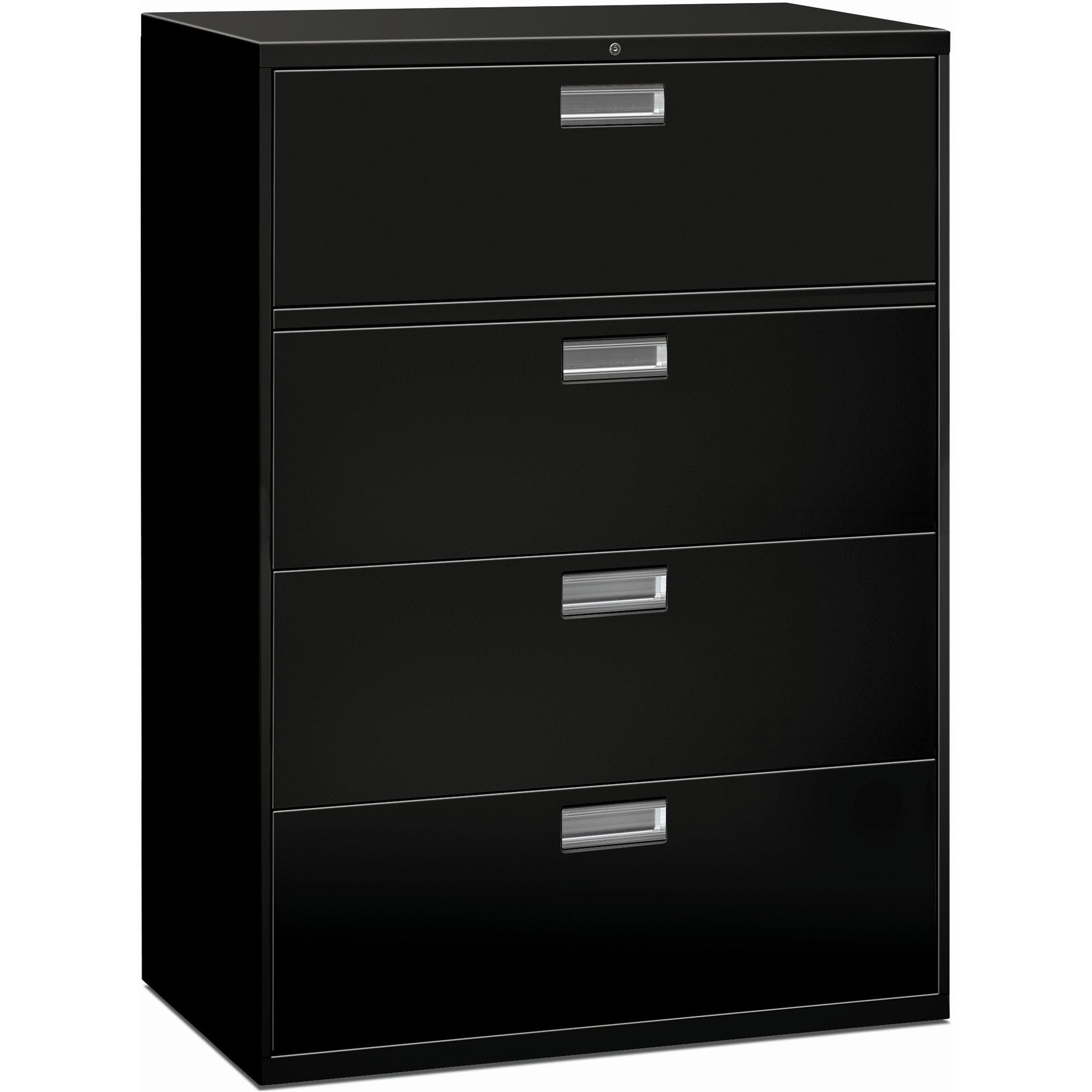 Brigade 600 Series Lateral File, 4 Legal/Letter-Size File Drawers, Black, 42" x 18" x 52.5