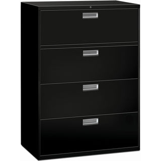 Brigade 600 Series Lateral File, 4 Legal/Letter-Size File Drawers, Black, 42" x 18" x 52.5